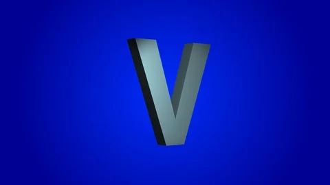 The letter V 3-D rotating on a blue background Stock Footage 114240910