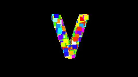 Letter V. 3D Bright colored uppercase large letter of the alphabet V on an empty Stock Illustration