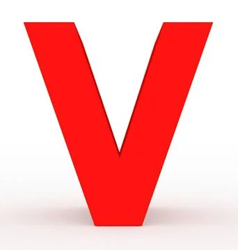 Letter V 3d red isolated on white Stock Illustration