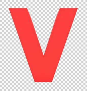 Letter V 3d red isolated on white - 3d rendering Stock Illustration