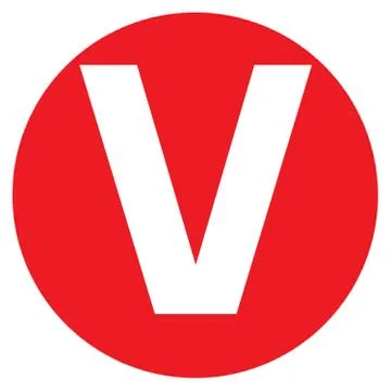 The Letter V Big Red Dot Letters And Numbers White Capitalized Font On A Big  Illustrazione stock