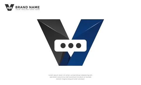 Letter V Chat Logo Stock Illustration