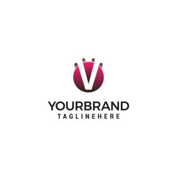 Letter V in circle shape logo design concept template Illustrazione stock