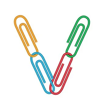 Letter v with clips Stock Illustration