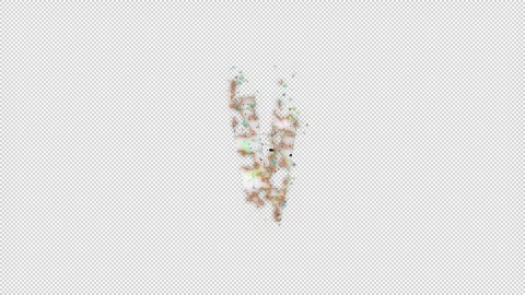 Letter V with colored particles and ash, letter smoldering, English alphabet Video stock 289141917