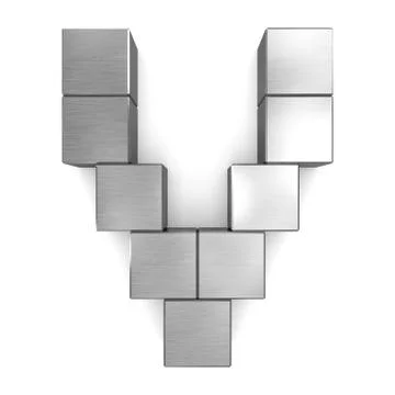 Letter v cubic metal Stock Illustration