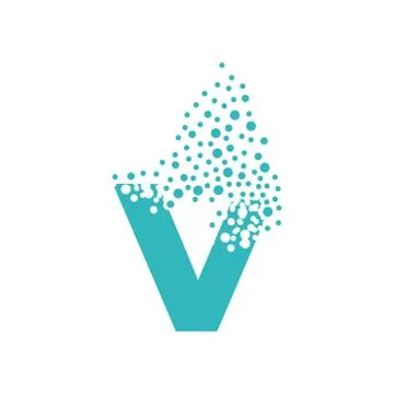 Letter V dispersing into a cloud of bubbles Stock Illustration