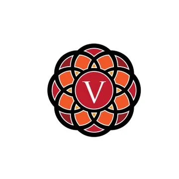 Letter V Emblem Monogram Design Stock Illustration