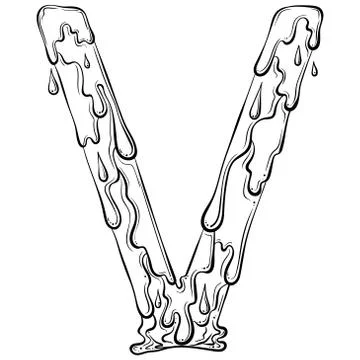 Letter V with flow drops Stock Illustration