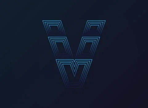 Letter V font, digital technology design, network concept.  Vector illustrati Stock Illustration