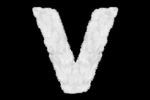 Letter V font shape element made of cloud on black Stock Illustration
