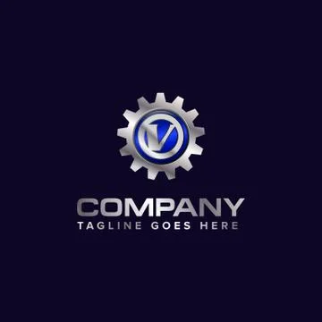 Letter V gear vector template logo. This Design is suitable for technology, i Иллюстрация