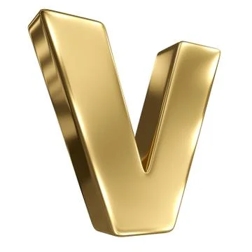 Letter v from gold solid alphabet 스톡 일러스트