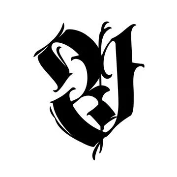 Letter V, in the Gothic style. Vector. Alphabet. Calligraphy and lettering. M Stock Illustration