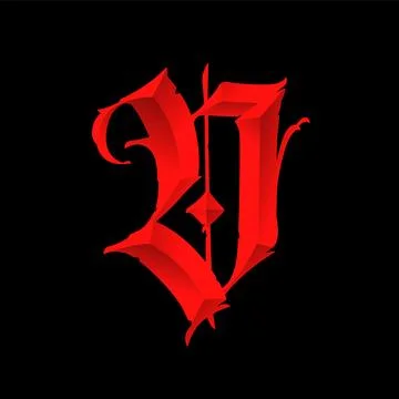 Letter V, in the Gothic style. Vector. Alphabet. Calligraphy and lettering. M Stock Illustration