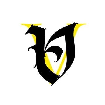 Letter V, in the Gothic style. Vector. Alphabet. The symbol is isolated on a Stock Illustration