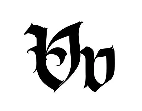 Letter V, in the Gothic style. Vector. Alphabet. The symbol is isolated on a Stock Illustration