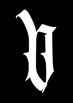 Letter v, in the Gothic style. Vector. Alphabet. The symbol is isolated on a Stock Illustration