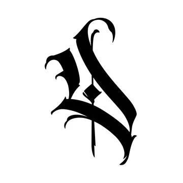 Letter V in graffiti and gothic style. Vector. Graffiti, tag and medieval lat Stock Illustration