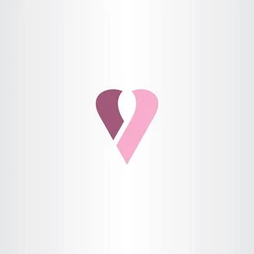 Letter v heart icon vector symbol Stock Illustration