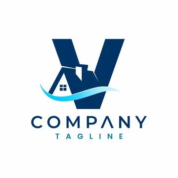 Letter V House Logo , Initial Home Logo Stock Illustration