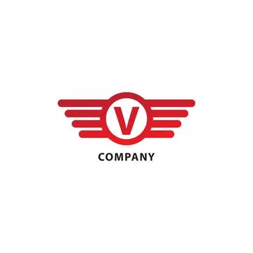 Letter V Initial Abjad Logo Design Template. Rounded Wings, Ellipse Shape a.. Stock Illustration