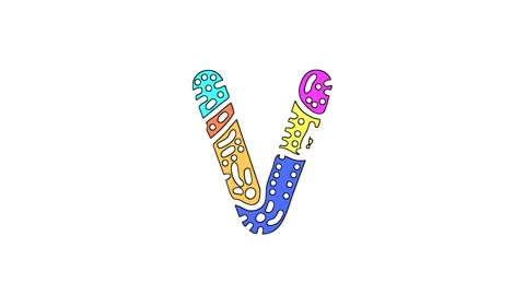 Letter V isolated on clear White background. 4K video. Animated cartoon Stock Footage 159466765
