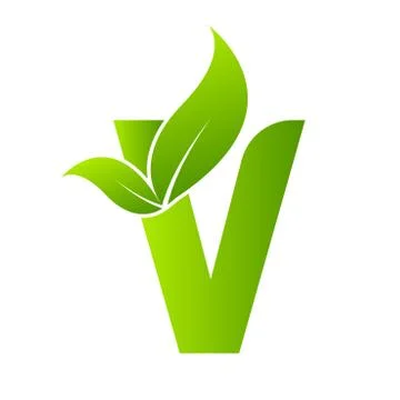 Letter V with leaf element, Ecology concept Stock Illustration
