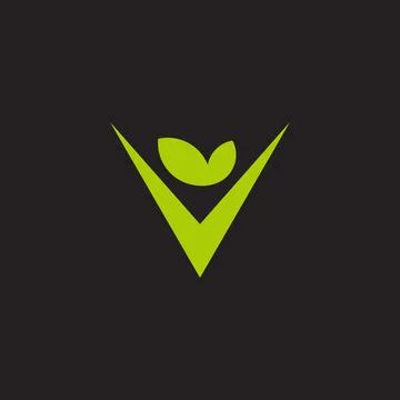 Letter v leaf green human organic logo vector Stock-Illustration
