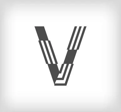 Letter V linear modern logo. The letter is in line strip form. Stock Illustration