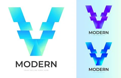 Letter V logo design vector template for corporate identity. gradient abstract Stock Illustration