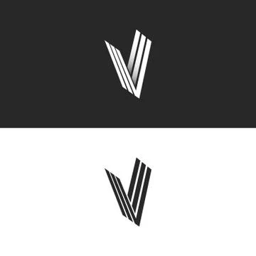 Letter V logo isometric monogram simple symbol, minimal perspective style hip Stock Illustration