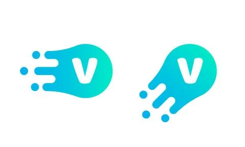 Letter V logo template of abstract liquid bubble shape for modern company. Ve Illustrazione stock