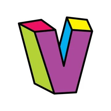 Letter V logo vector colorful playful isolated on white background Stock Illustration