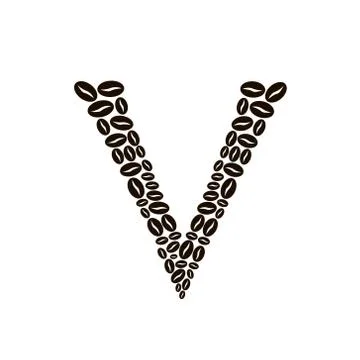Letter v made of coffee beans vector set 库存插图