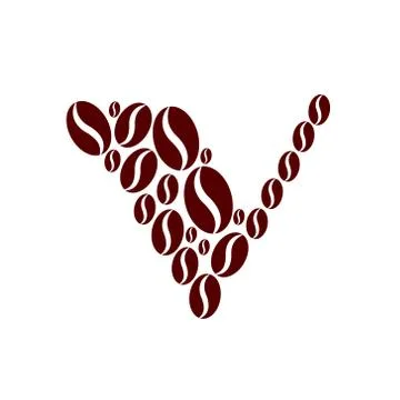 Letter  v  made of coffee beans vector set 库存插图
