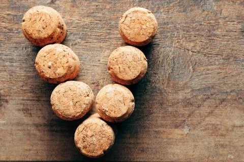 Letter V made from corks Foto stock
