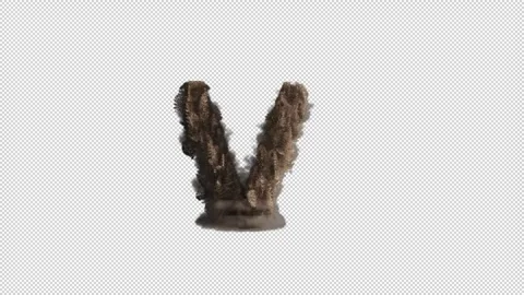 Letter V is made from sand breaks and fall creating dust Stock Footage 289724004