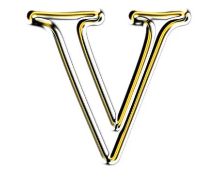 Letter v from metal solid alphabet. 스톡 일러스트