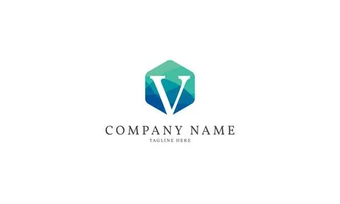 Letter V modern hexagon logo template Stock Illustration