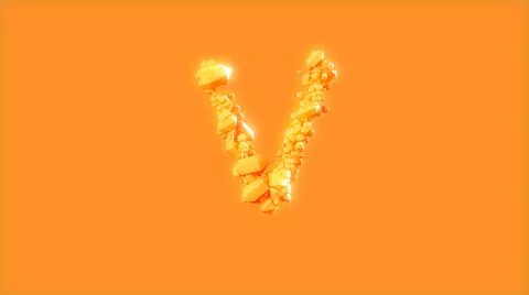 Letter V on orange background - design sweet crystals font Illustrazione stock