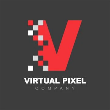 Letter V Pixel Technology Creative Logo Symbol Vector Stock Illustration