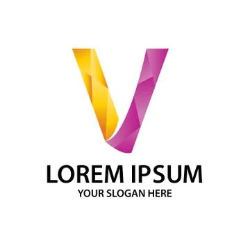 Letter V with polygonal style Stock Illustration