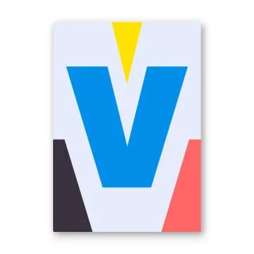 Letter V poster Illustrazione stock