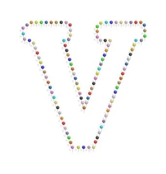 Letter v with pushpin Illustrazione stock