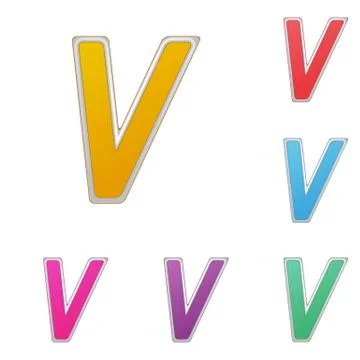 Letter V, set of colour variants, on a white background. Vector Stock Illustration
