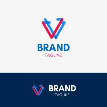 Letter V Simple Line Logo Stock Illustration