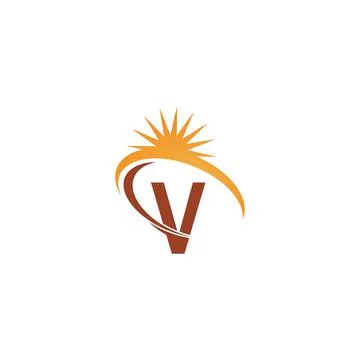 Letter V with sun ray icon logo design template illustration Stock Illustration