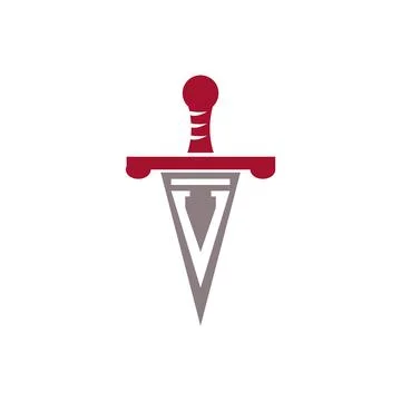 Letter V Sword Icon Vector for Fantasy Gaming and Esports Projects Stock Illustration