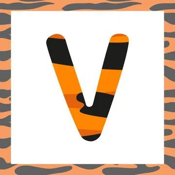 Letter V with tiger pattern Stock Illustration